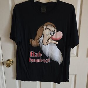 Disney Black Tee with Grumpy Graphic and Red Text